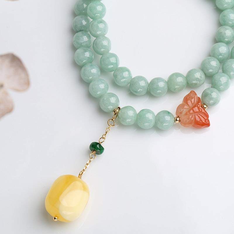 KarmaRipple's 925 Sterling Silver Authentic Jade Amber Butterfly Fortune Abundance Bracelet p3