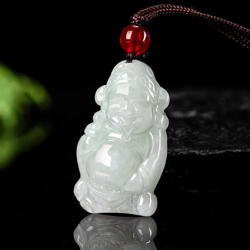 KarmaRipple's Authentic Jade Chinese God of Wealth Caishen Ingot Fortune Pendant Necklace p11