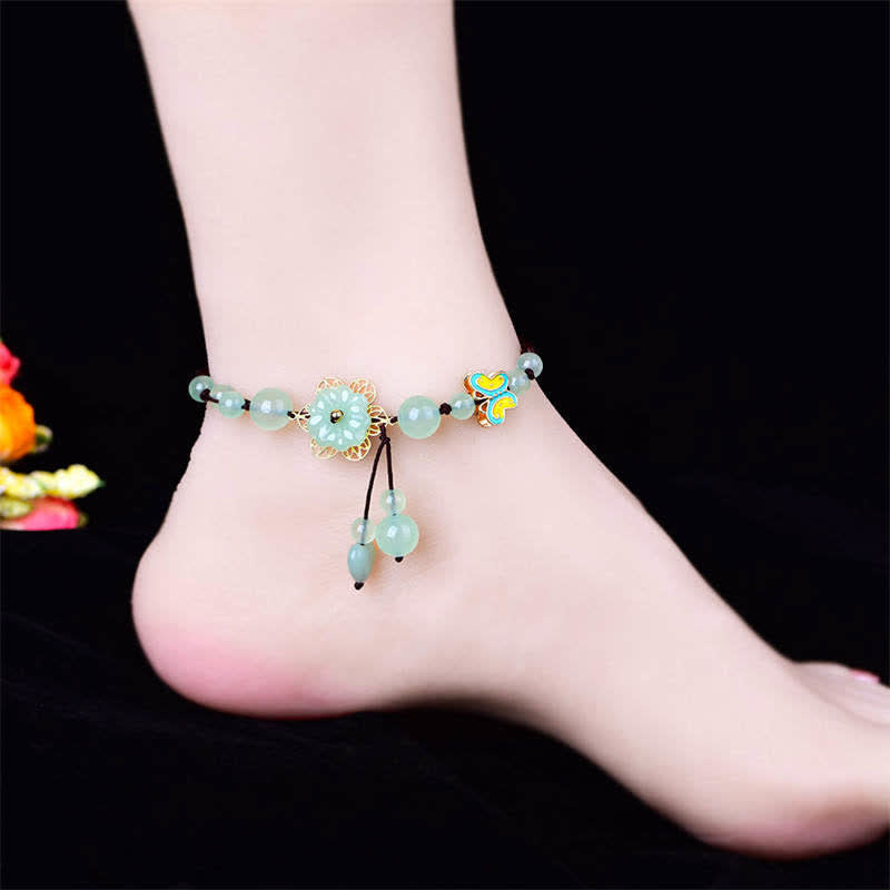 KarmaRipple's Flower Jade Butterfly Fortune Abundance Talisman Anklet p3
