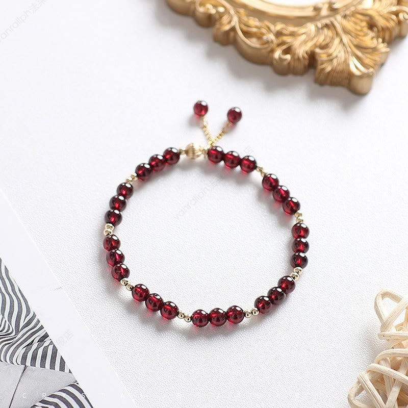 KarmaRipple's 14K Gold Authentic Garnet Calm Bracelet p4