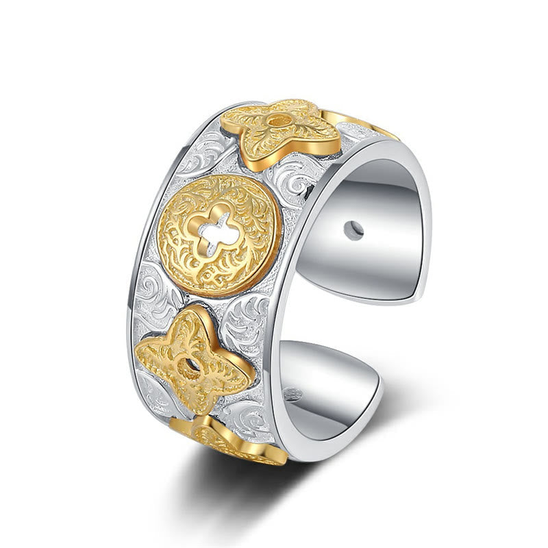 KarmaRipple's 925 Sterling Silver Vintage Tang Dynasty Flower Design Fortune Ring p8