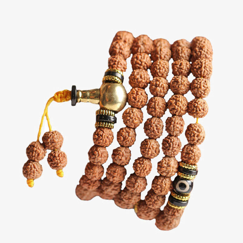 KarmaRipple's 108 Mala Beadwork Rudraksha Bodhi Seed Dzi Bead Fortune Wealth Bracelet p11