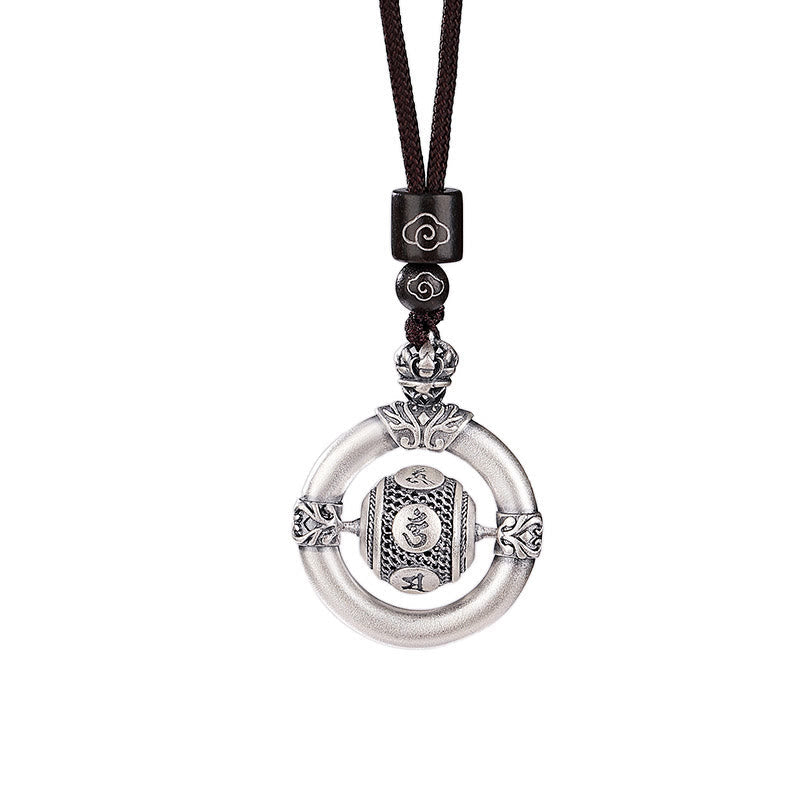 KarmaRipple's 999 Sterling Silver Om Mani Padme Hum Engraved Wisdom Pendant Rope Necklace p8