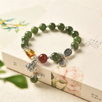 Bracelet en argent sterling 925, jade cyan Hetian, gourde et ambre, de KarmaRipple