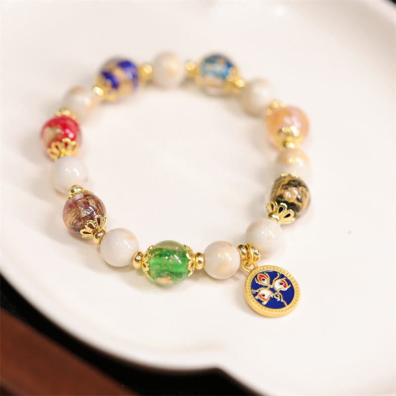 KarmaRipple's Tibetan Five God Of Wealth Fortune Liuli Glass Bead Incense Ash Porcelain Bead Talisman Bracelet p14