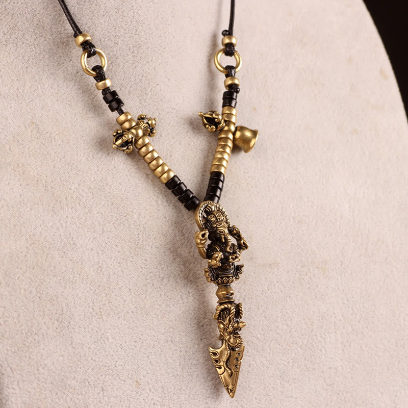 KarmaRipple's Tibetan Ganesh Ganpati Elephant God of Wealth Dorje Vajra Spiritual Power Pendant Necklace p1