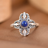 Bague ajustable en argent sterling 925 authentique avec lazurite positive de KarmaRipple