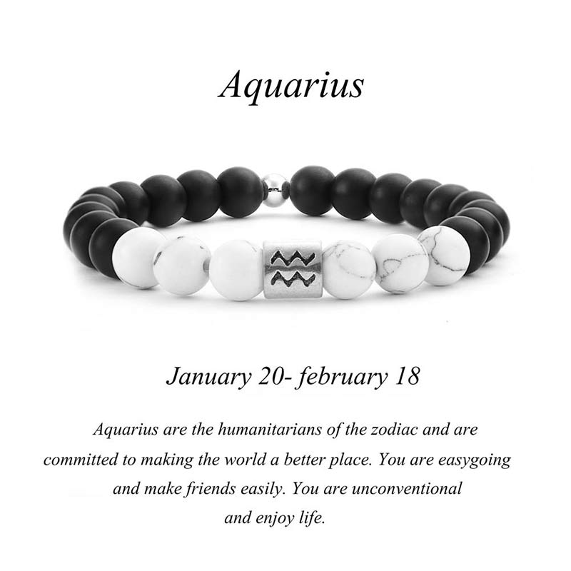 KarmaRipple's 12 Constellations of the Zodiac Authentic Frosted Stone Ivory Turquoise Bead Fortune Bracelet p7