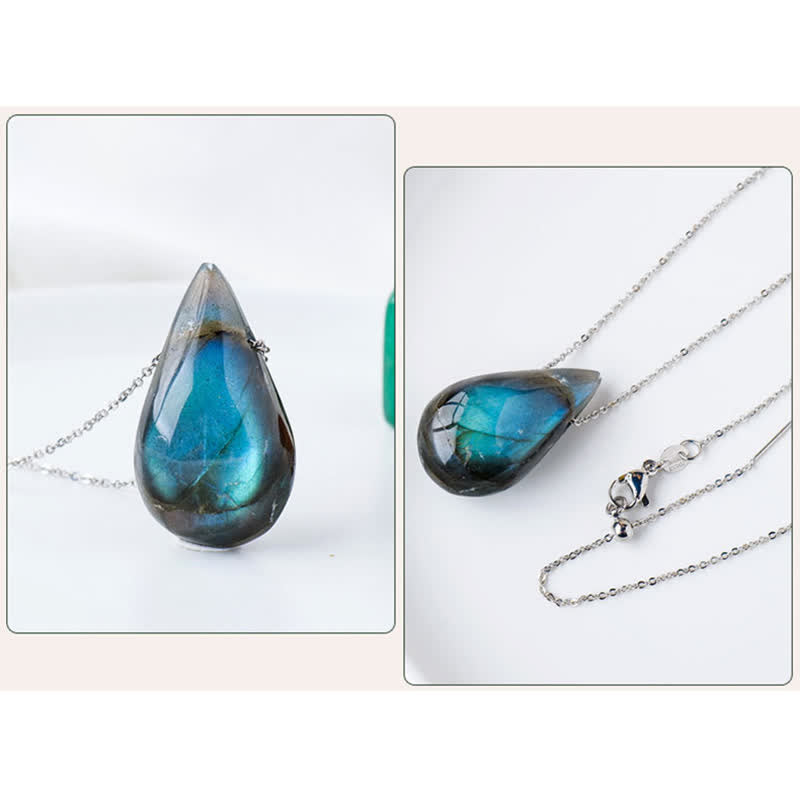KarmaRipple's Labradorite Water Drop Support Balancing Pendant Necklace p8