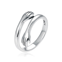 Bague de pouce en argent sterling 925 avec motif Love Hug de KarmaRipple