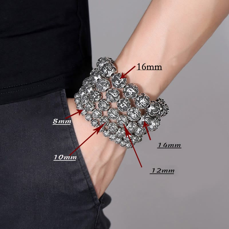 KarmaRipple's Tibetan Om Mani Padme Hum Carved Alloy Beadwork Amulet Bracelet p6