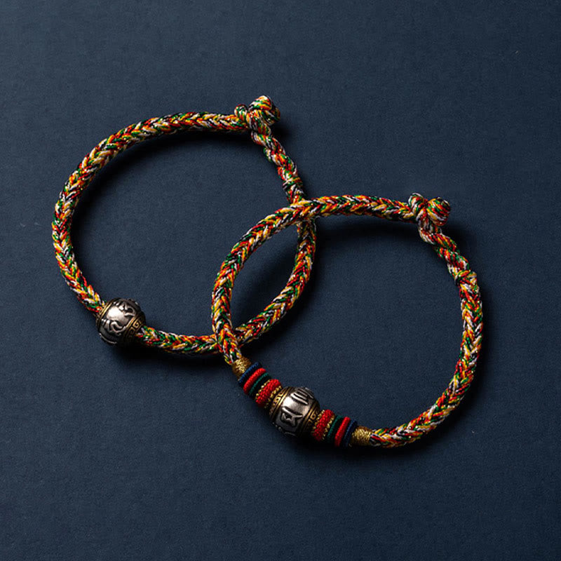 KarmaRipple's 925 Sterling Silver Tibet Handmade Om Mani Padme Hum Fortune Protection King Kong Weave Woven Bracelet p26