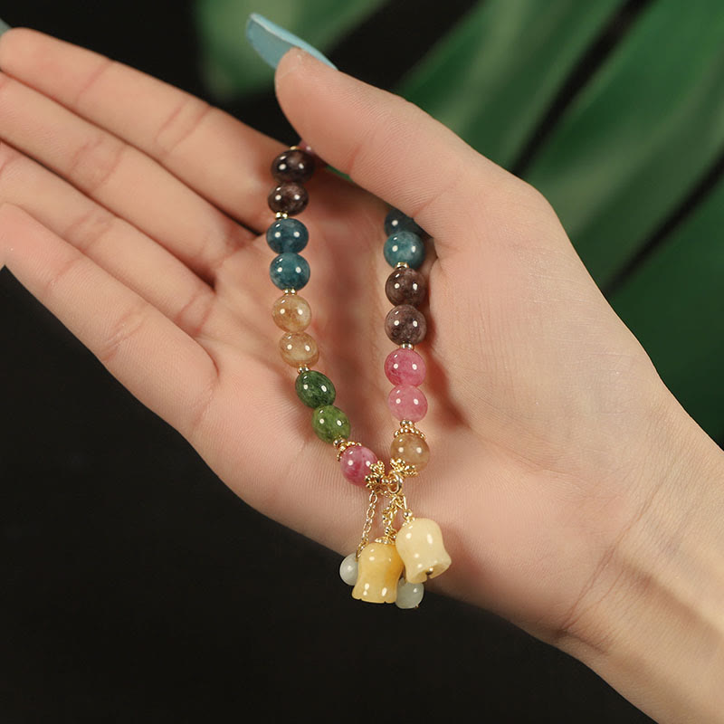 KarmaRipple's Authentic Colorful Tourmaline Flower Bead Love Bracelet p13