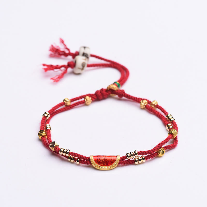 KarmaRipple's Handmade Cinnabar Dumplings Design Fortune Woven Red Rope Bracelet p5