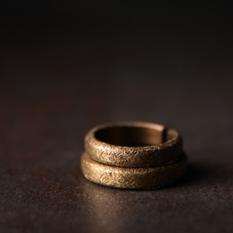 KarmaRipple's Tibetan Vintage Texture Design Bronze Fortune Pair Ring p8