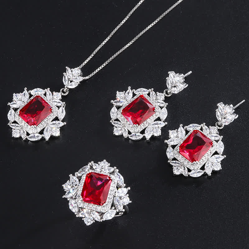 KarmaRipple's Emerald Gemstone Red Corundum Confidence Courage Ring Earrings Pendant Necklace p21