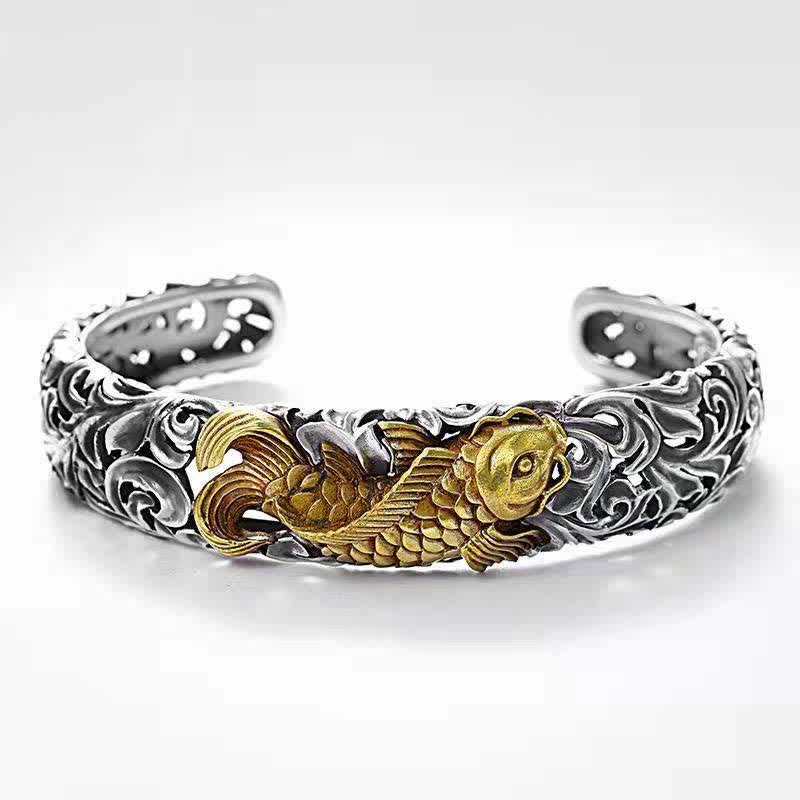 KarmaRipple's Koi Fish Grass Pattern Prosperity Wealth Bracelet Bangle p1