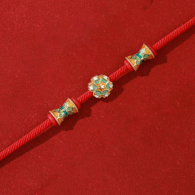KarmaRipple's Dunhuang 925 Sterling Silver Lotus Drum New Beginning Red Rope Bracelet p5