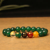 Bracelet de richesse en agates variées avec les cinq éléments du Dieu de la richesse de KarmaRipple