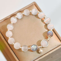 Bracelet de soutien en argent sterling 925 avec pierre de lune et œil de chat de KarmaRipple