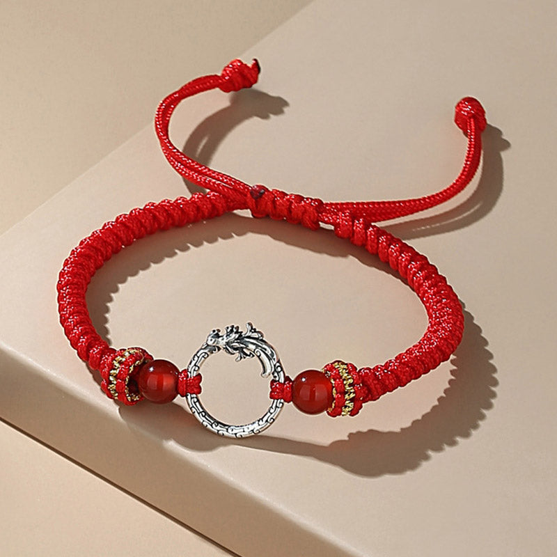 KarmaRipple's Handmade 925 Sterling Silver Year of the Dragon Phoenix Peace Buckle Fortune Pair Bracelet p2