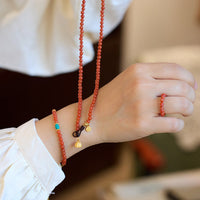 Ensemble de bagues et bracelets en argent sterling 925 plaqué or, authentiques, agate rouge et turquoise, de KarmaRipple