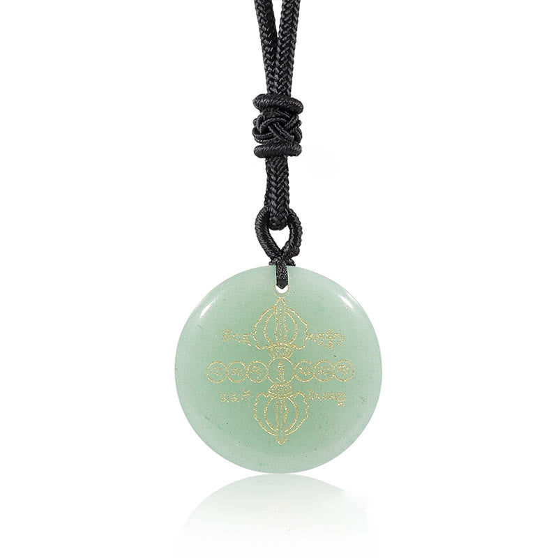 KarmaRipple's Vajra Dorje Sanskrit Pattern Authentic Various Gemstone Black Obsidian Fulfilment Pendant Necklace p21