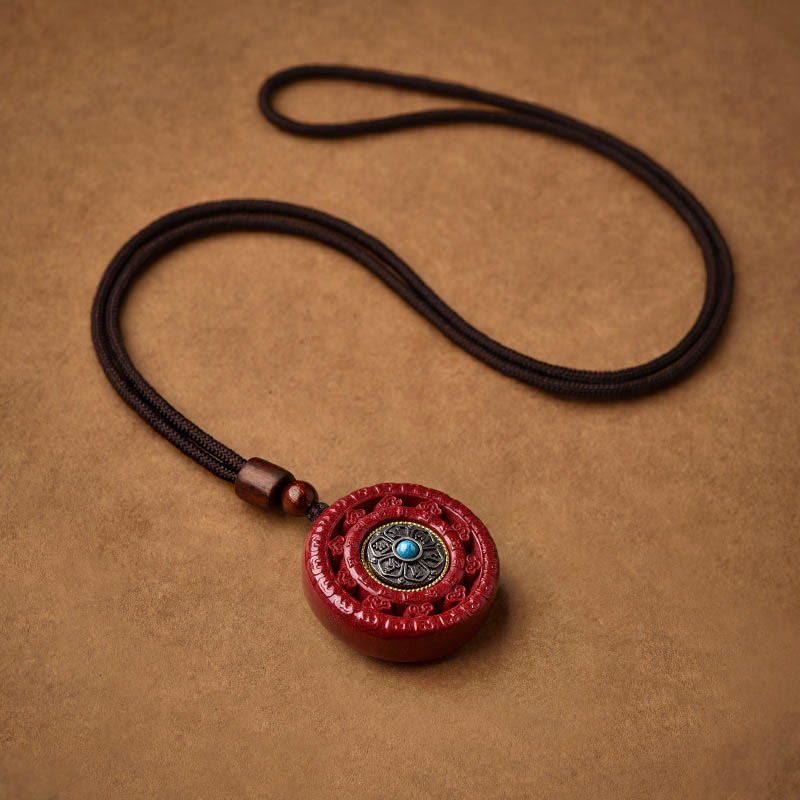 KarmaRipple's Cinnabar Om Mani Padme Hum Blessing Rotatable Pendant Necklace Key Chain p11