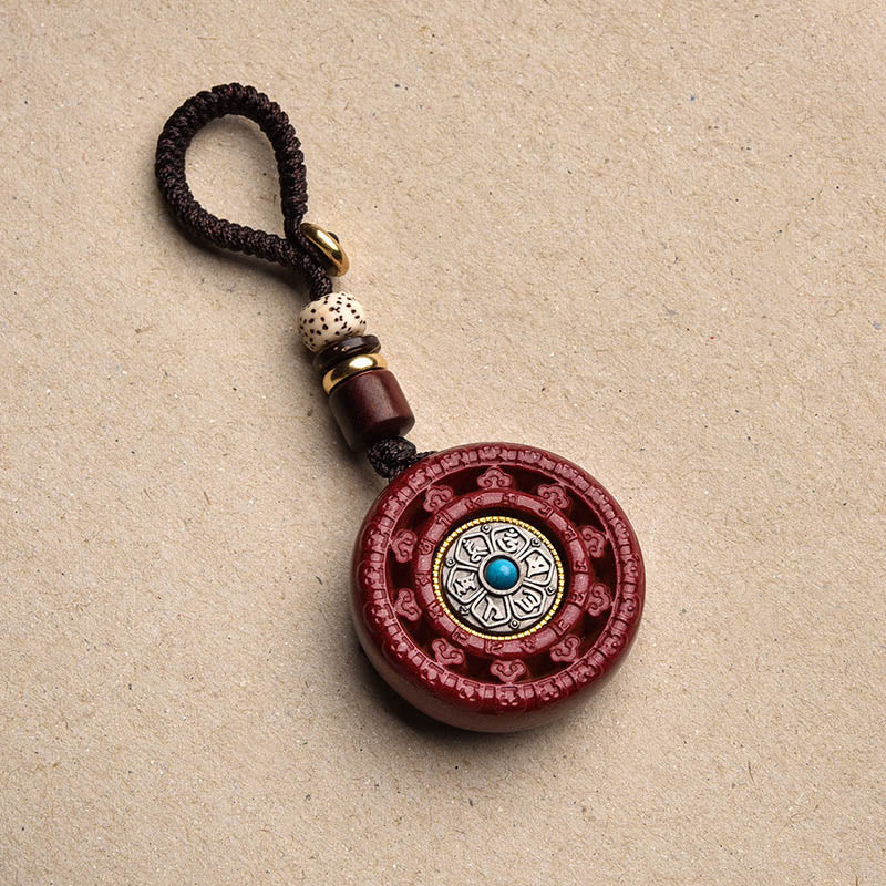 KarmaRipple's Cinnabar Om Mani Padme Hum Blessing Rotatable Pendant Necklace Key Chain p16