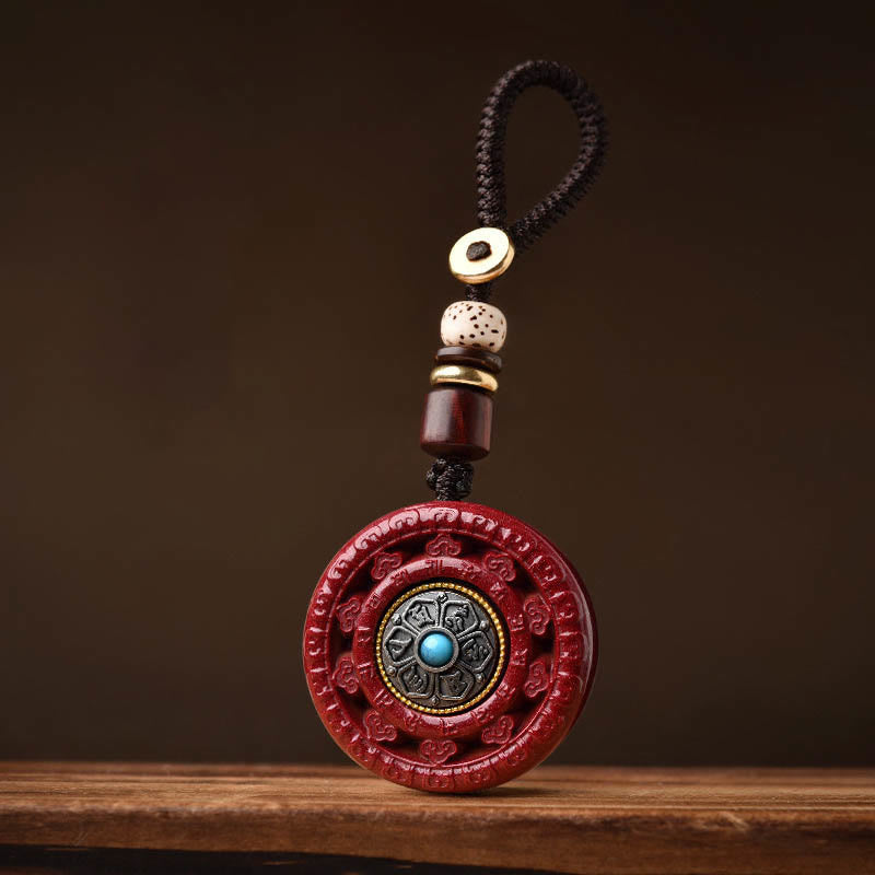 KarmaRipple's Cinnabar Om Mani Padme Hum Blessing Rotatable Pendant Necklace Key Chain p14