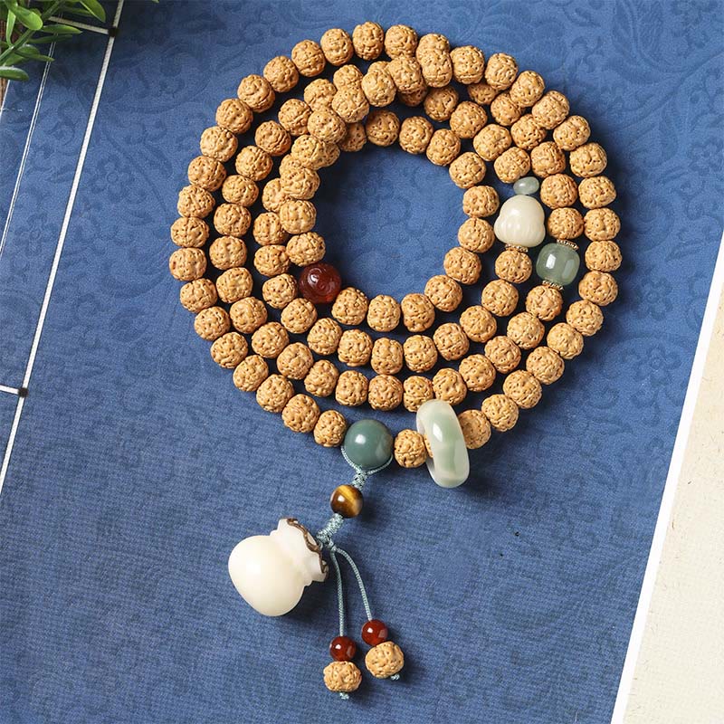 KarmaRipple's Bodhi Seed Three-eyed Dzi Bead Buddha Hand Talisman Wealth Bracelet p31