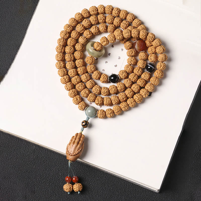KarmaRipple's Bodhi Seed Three-eyed Dzi Bead Buddha Hand Talisman Wealth Bracelet p18