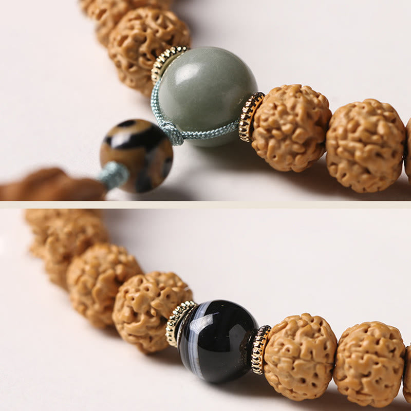 KarmaRipple's Bodhi Seed Three-eyed Dzi Bead Buddha Hand Talisman Wealth Bracelet p26