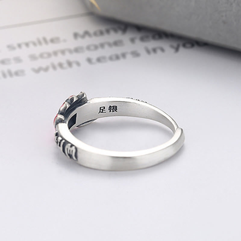 KarmaRipple's 925 Sterling Silver Om Mani Padme Hum Lotus Relief Peace Ring p10