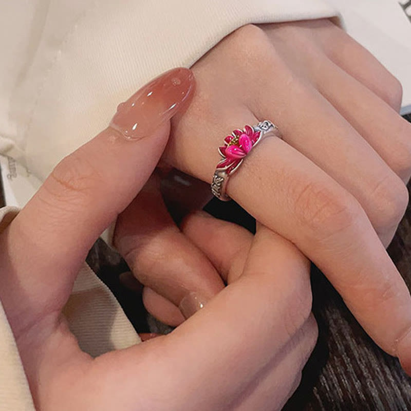 KarmaRipple's 925 Sterling Silver Om Mani Padme Hum Lotus Relief Peace Ring p11