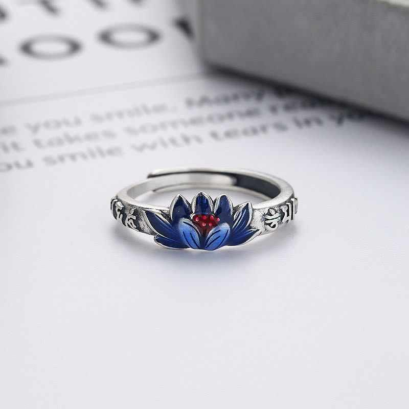 KarmaRipple's 925 Sterling Silver Om Mani Padme Hum Lotus Relief Peace Ring p3