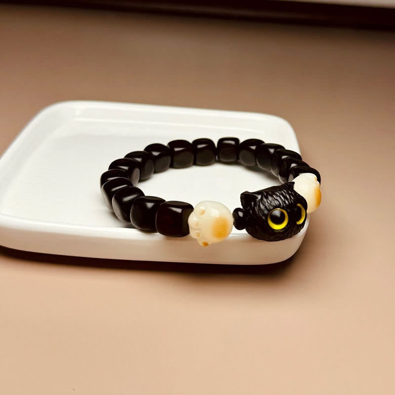 KarmaRipple's Ebony Wood Cute Cat Bodhi Seed Paw Claw Peace Bracelet p9