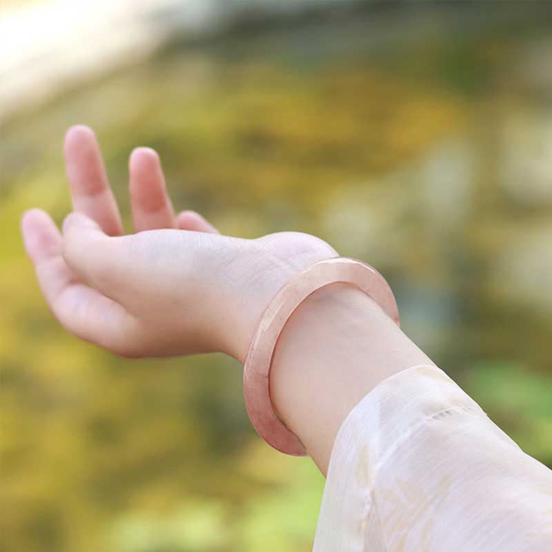 KarmaRipple's Pink Golden Silk Jade Wealth Fortune Bracelet Bangle p12