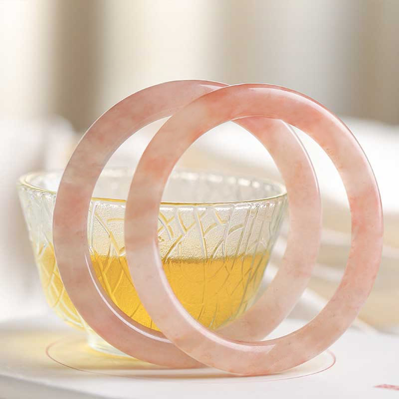 KarmaRipple's Pink Golden Silk Jade Wealth Fortune Bracelet Bangle p10