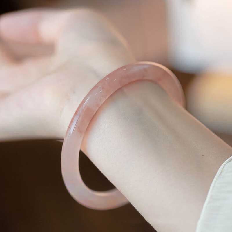 KarmaRipple's Pink Golden Silk Jade Wealth Fortune Bracelet Bangle p11