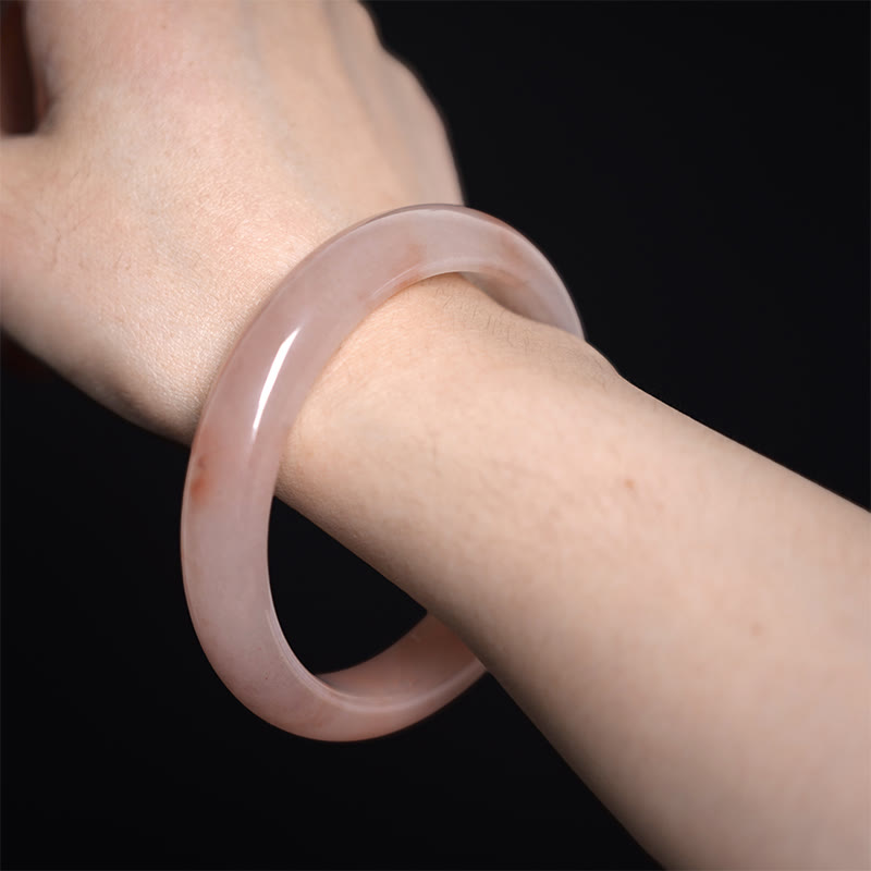 KarmaRipple's Pink Golden Silk Jade Wealth Fortune Bracelet Bangle p5