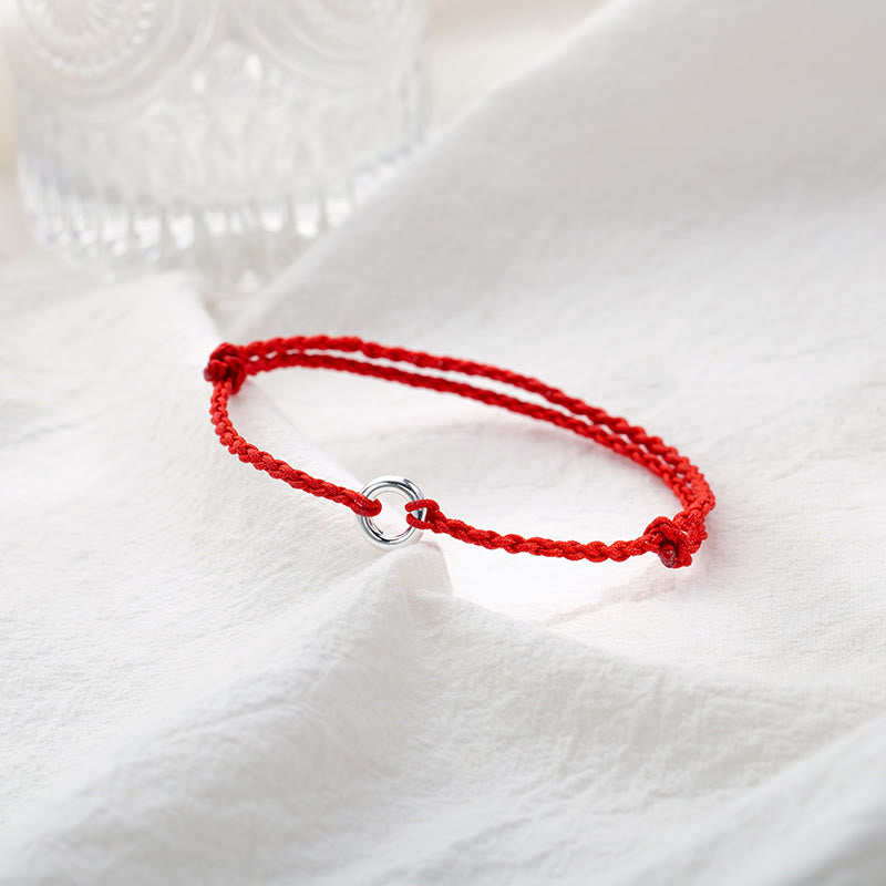 KarmaRipple's 925 Sterling Silver Peace Buckle Fortune String Braid Rope Anklet p5