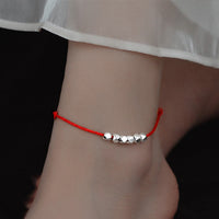 Bracelet de cheville tressé en argent sterling 925 avec perles et protection de la fortune de KarmaRipple