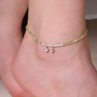 Bracelet de cheville en argent sterling 925 avec perles carrées en péridot de KarmaRipple