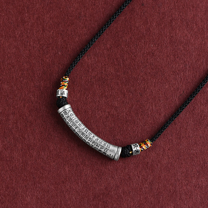 KarmaRipple's 999 Sterling Silver Six True Word Heart Sutra String Pendant Necklace p32