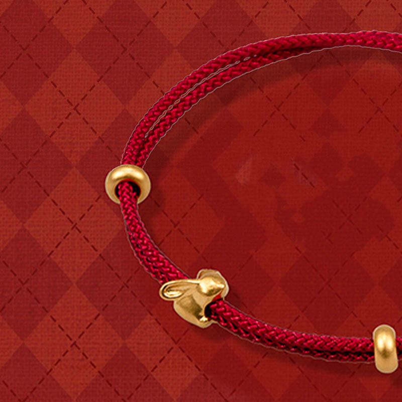 KarmaRipple's 999 Gold Small Fortunate Rabbit Osmanthus Design Handmade Luck?Braided Rope Bracelet p6