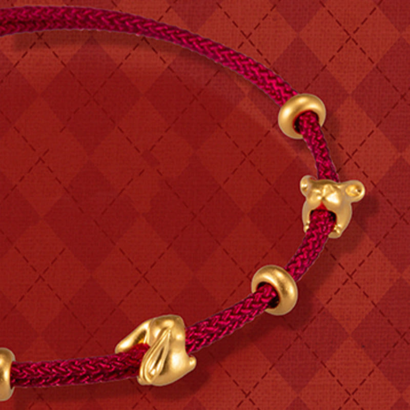 KarmaRipple's 999 Gold Small Fortunate Rabbit Osmanthus Design Handmade Luck?Braided Rope Bracelet p2