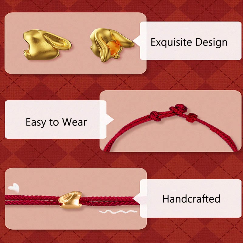 KarmaRipple's 999 Gold Small Fortunate Rabbit Osmanthus Design Handmade Luck?Braided Rope Bracelet p9