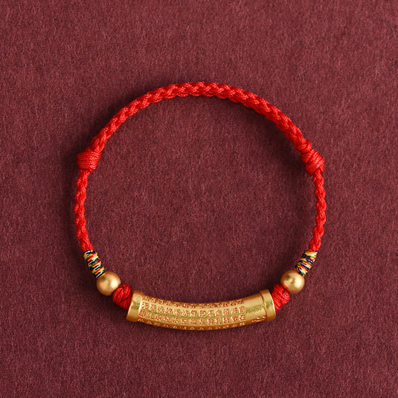 KarmaRipple's Handmade Alloy Heart Sutra Protection?Strength?Rope Bracelet Anklet p9