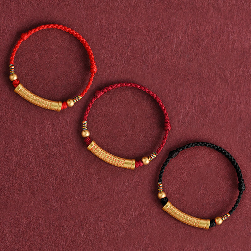 KarmaRipple's Handmade Alloy Heart Sutra Protection?Strength?Rope Bracelet Anklet p4